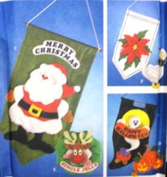 8771 FESTIVE FELT HOLIDAY WALL HANGING & BANNERS PATTERN